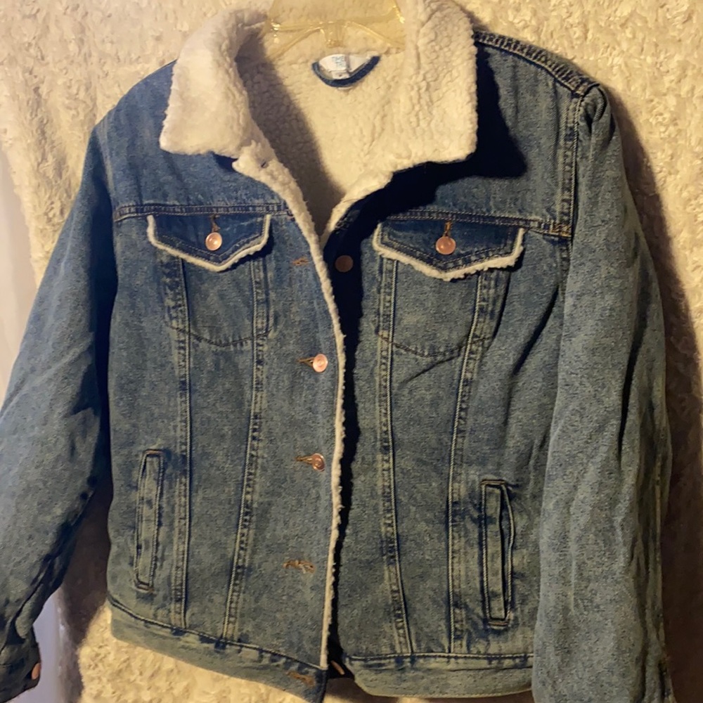 Time and Truth fuzzy lined jean jacket